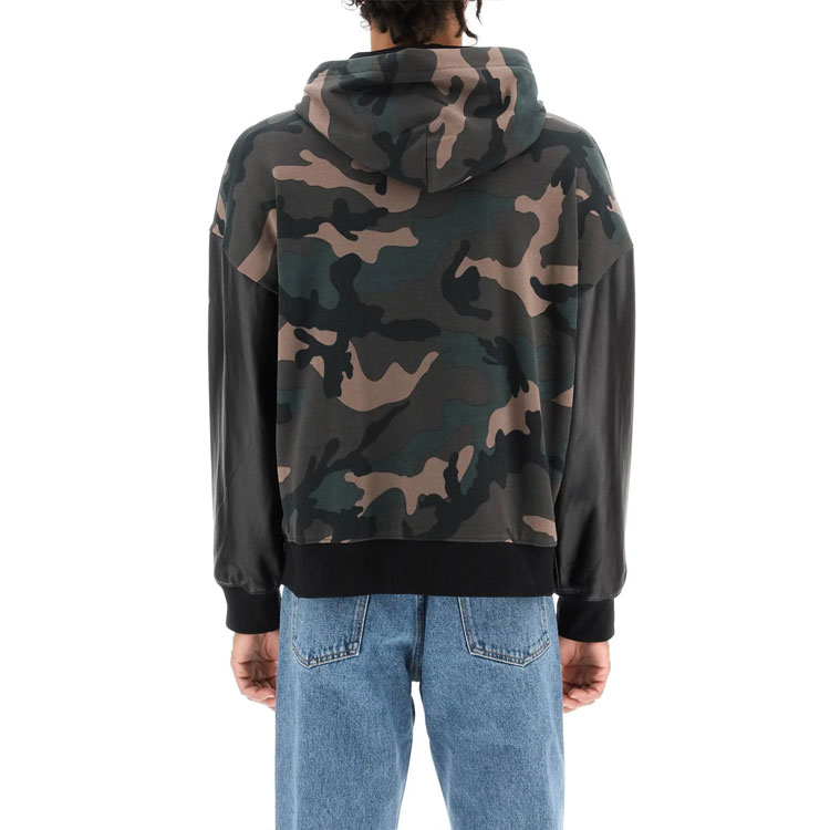 Shop Valentino 2022秋冬綠色迷彩標誌印花拉鍊圓領長袖上衣 1V3MF23P8M4F00