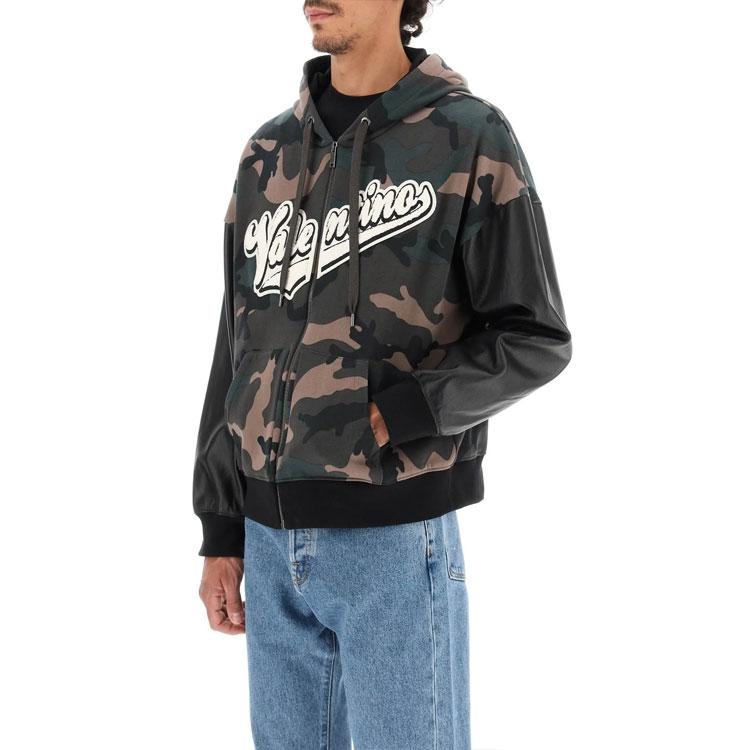 Purchase Valentino 2022秋冬綠色迷彩標誌印花拉鍊圓領長袖上衣 1V3MF23P8M4F00