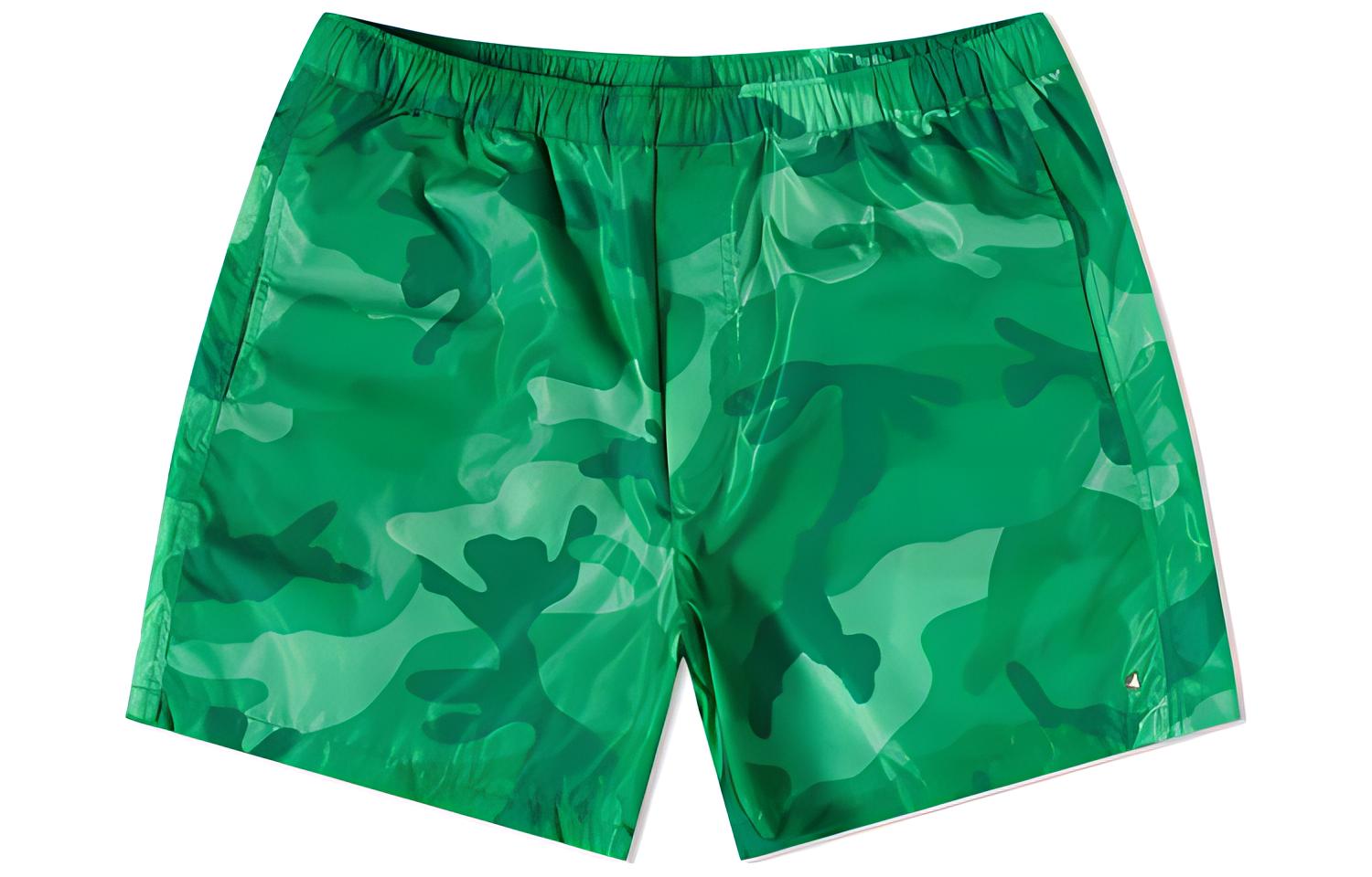 Valentino FW22  Green Camouflage Print Swim Shorts with Elastic Waist. 1V3UH0288QV6V7