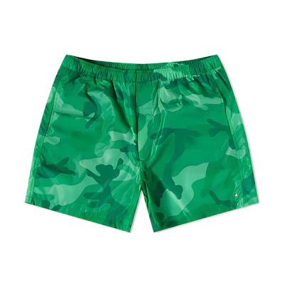 Valentino FW22 Green Camouflage Print Swim Shorts with Elastic Waist. 1V3UH0288QV6V7