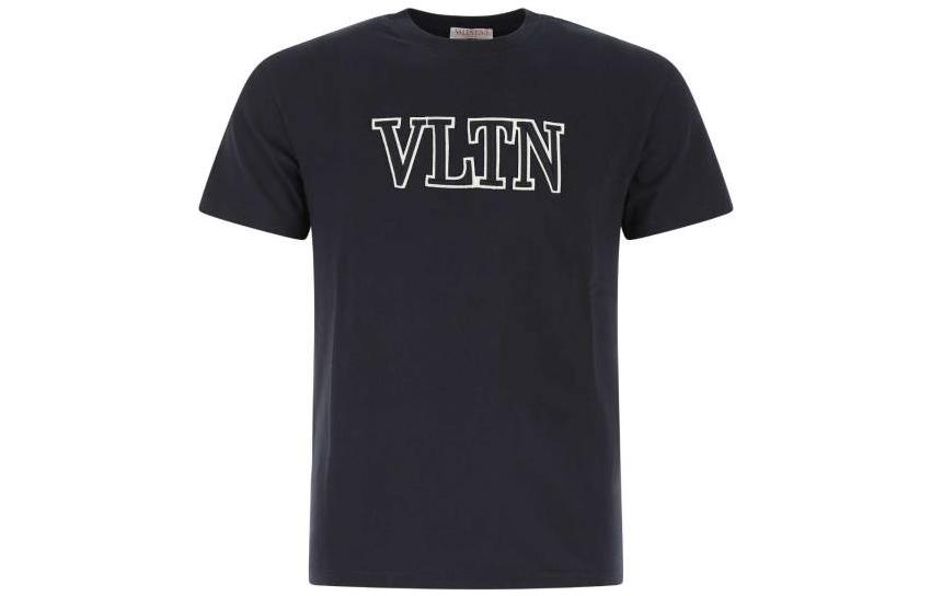 Valentino FW22  Logo Print Crewneck T-Shirt Deep Blue. 1V3MG10V8RB598
