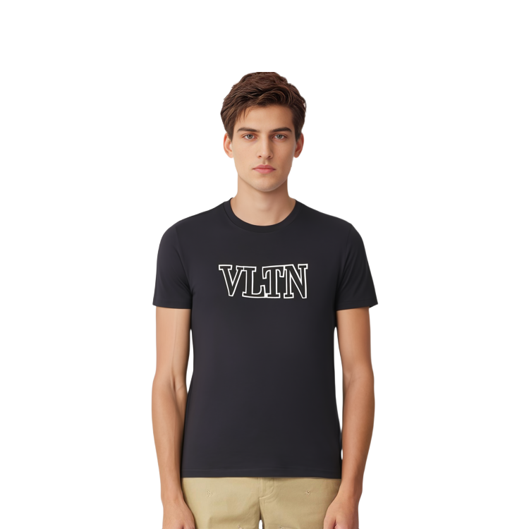 Shop 발렌티노 FW22 로고 프린트 크루넥 티셔츠 딥 블루. 1V3MG10V8RB598