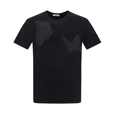 Valentino FW22 Monochrome Pattern Print Crewneck Casual T-Shirt. XV3MG10V88J0NO
