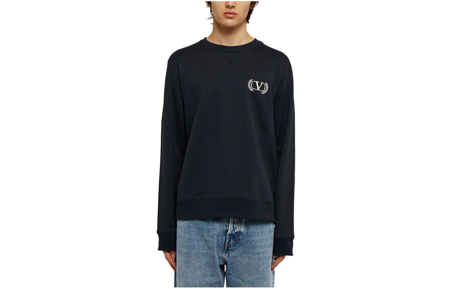 Order Valentino FW22 Navy Blue Pullover Sweater Logo Bordir. 1V3MF10G8MHNB4