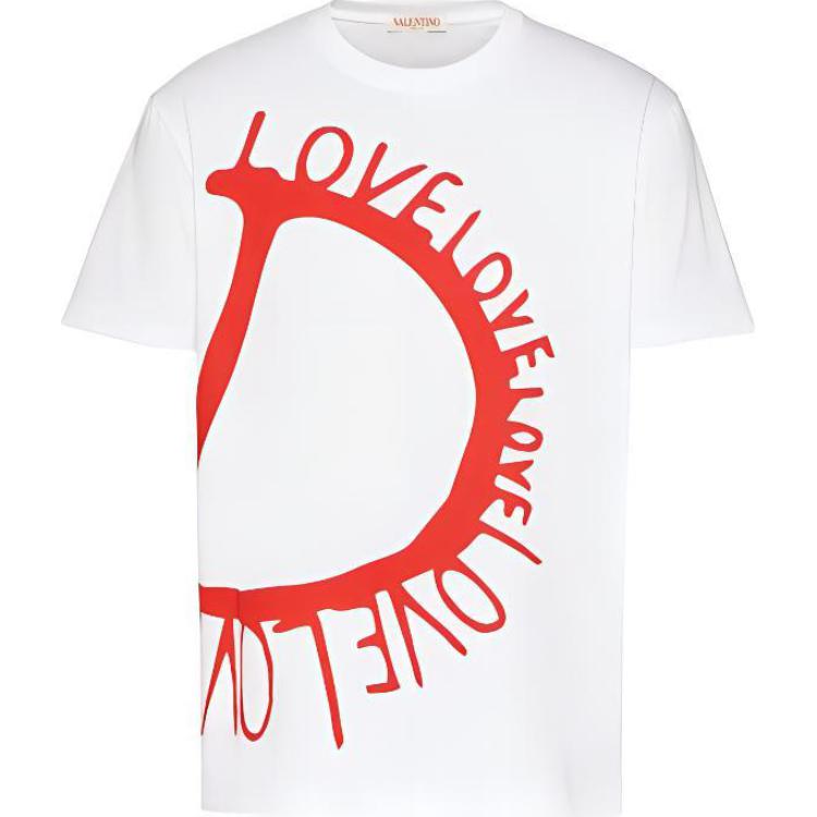 Valentino FW22  White Geometric Print Crewneck T-shirt Qixi Limited Edition 1V3MG12Q8TYA33