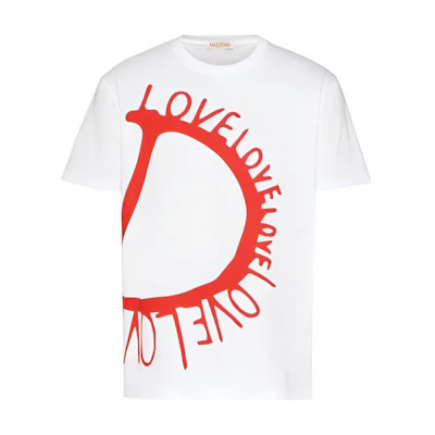 Valentino FW22 White Geometric Print Crewneck T-shirt Qixi Limited Edition 1V3MG12Q8TYA33