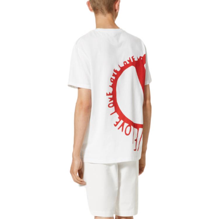 Shop Valentino FW22 Kaos Crewneck Putih Motif Geometris Edisi Terbatas Qixi 1V3MG12Q8TYA33