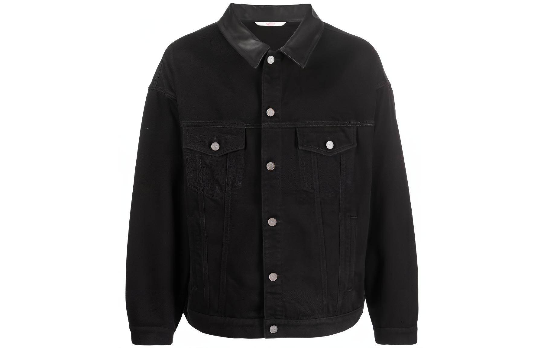 Valentino FW22 Black Logo Embossed Single-Breasted Jacket 1V3DC02N8R80NO