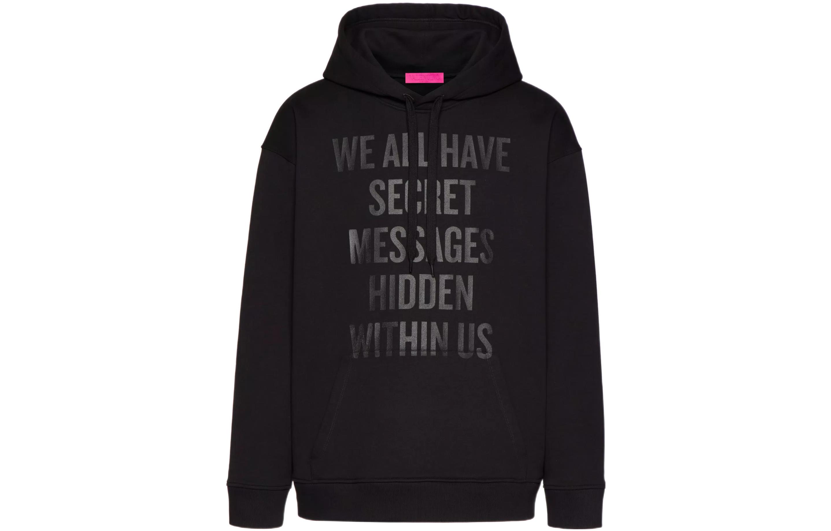 Valentino FW22 Black Logo Print Casual Sweatshirt for Men VMF20I8YA-0NO