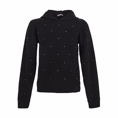 Valentino FW22 Black Studded Solid Color Hoodie Fashion 1V3MF22U8PY0NO