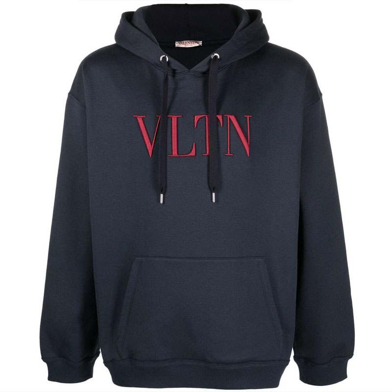 Valentino FW22 Blue Embroidered Lettering Pullover Sweatshirt Men VMF14F8MB-W31