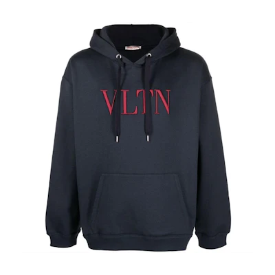 Valentino FW22 Blue Embroidered Lettering Pullover Sweatshirt Men VMF14F8MB-W31