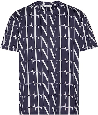 발렌티노 FW22 블루 모노그램 로고 프린트 반팔 크루넥 티셔츠 남성용. VV3MG08J73T0V6 Order 발렌티노 FW22 블루 모노그램 로고 프린트 반팔 크루넥 티셔츠 남성용. VV3MG08J73T0V6
