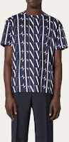 Lookbook Valentino FW22 藍色印花Logo短袖圓領T恤 男款. VV3MG08J73T0V6