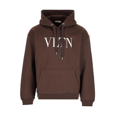 Valentino FW22 Brown Solid Color Embroidered Hoodie 1V3MF14F8MBR53