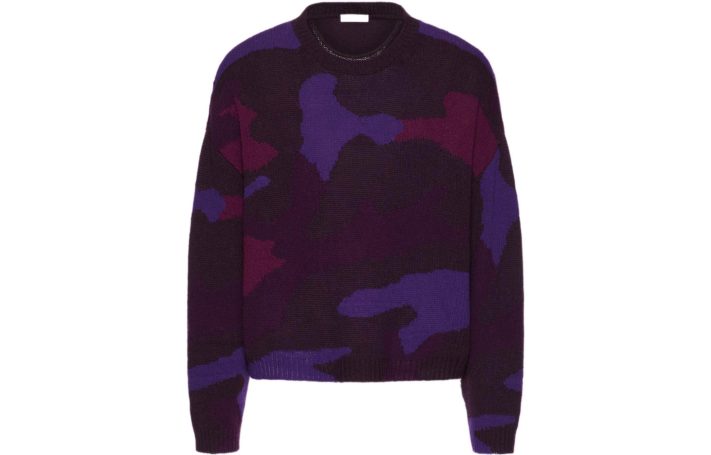 Valentino FW22 Camo Pattern Wool Sweater Purple  Crewneck. 1V3KC22I8PQ7Q6