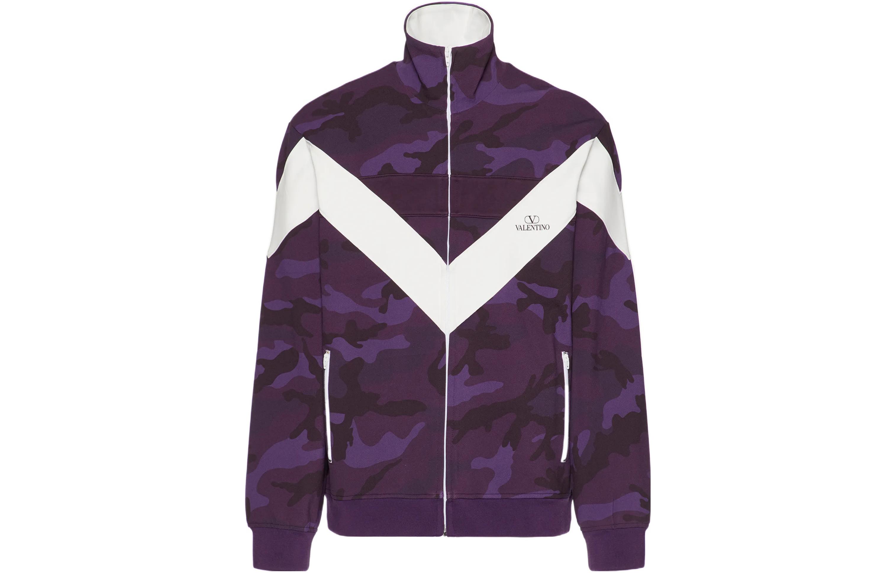 Valentino FW22 Camo Print Nylon Zip-Up Jacket Purple 1V3MF21I8M17Q6