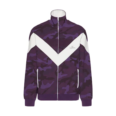 Valentino FW22 Camo Print Nylon Zip-Up Jacket Purple 1V3MF21I8M17Q6