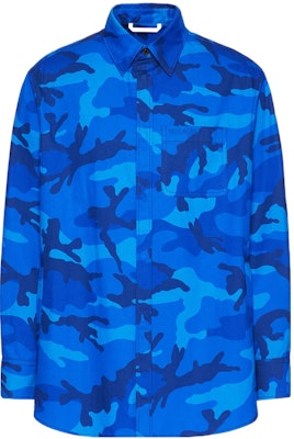 Valentino FW22 迷彩刺繡Logo藍色棉質寬鬆襯衫 时尚 1V3CIA958JH7PR Order Valentino FW22 迷彩刺繡Logo藍色棉質寬鬆襯衫 时尚 1V3CIA958JH7PR