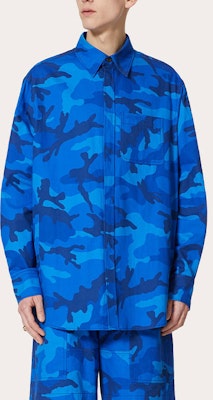 Valentino FW22 迷彩刺繡Logo藍色棉質寬鬆襯衫 时尚 1V3CIA958JH7PR Shop Valentino FW22 迷彩刺繡Logo藍色棉質寬鬆襯衫 时尚 1V3CIA958JH7PR
