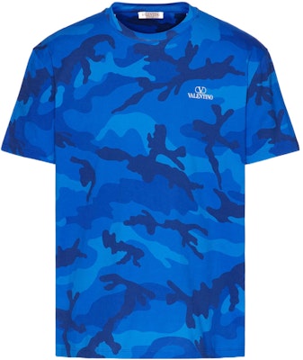Camiseta Casual de Manga Corta Azul con Estampado Camuflaje Valentino FW22. 1V3MG10V8ML7QK Order Camiseta Casual de Manga Corta Azul con Estampado Camuflaje Valentino FW22. 1V3MG10V8ML7QK