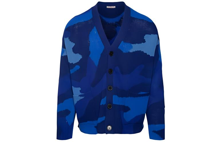 Order Valentino FW22 蓝色迷彩羊毛针织衫 时尚款 1V3KA01Z8PR7QK
