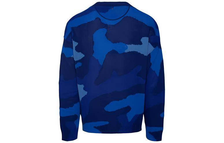 Lookbook Valentino FW22 蓝色迷彩羊毛针织衫 时尚款 1V3KA01Z8PR7QK