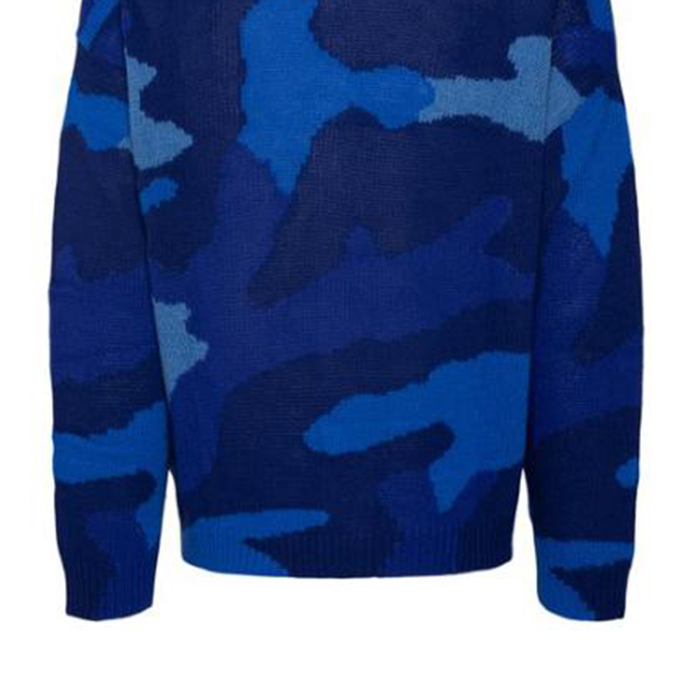 Cheap Valentino FW22 蓝色迷彩羊毛针织衫 时尚款 1V3KA01Z8PR7QK