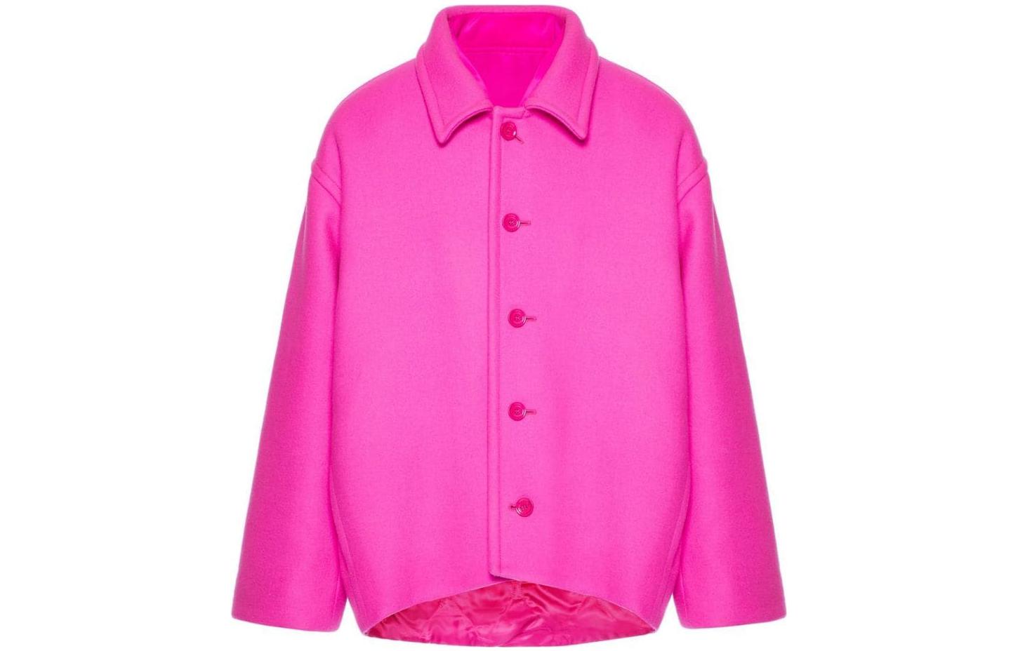 Valentino FW22 Casual Colorblock Shirt Jacket in Pink VCIM308U4UWT