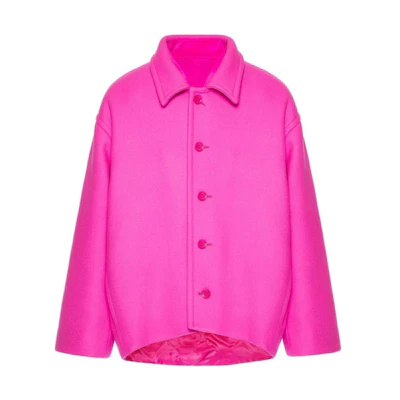 Valentino FW22 Casual Colorblock Shirt Jacket in Pink VCIM308U4UWT