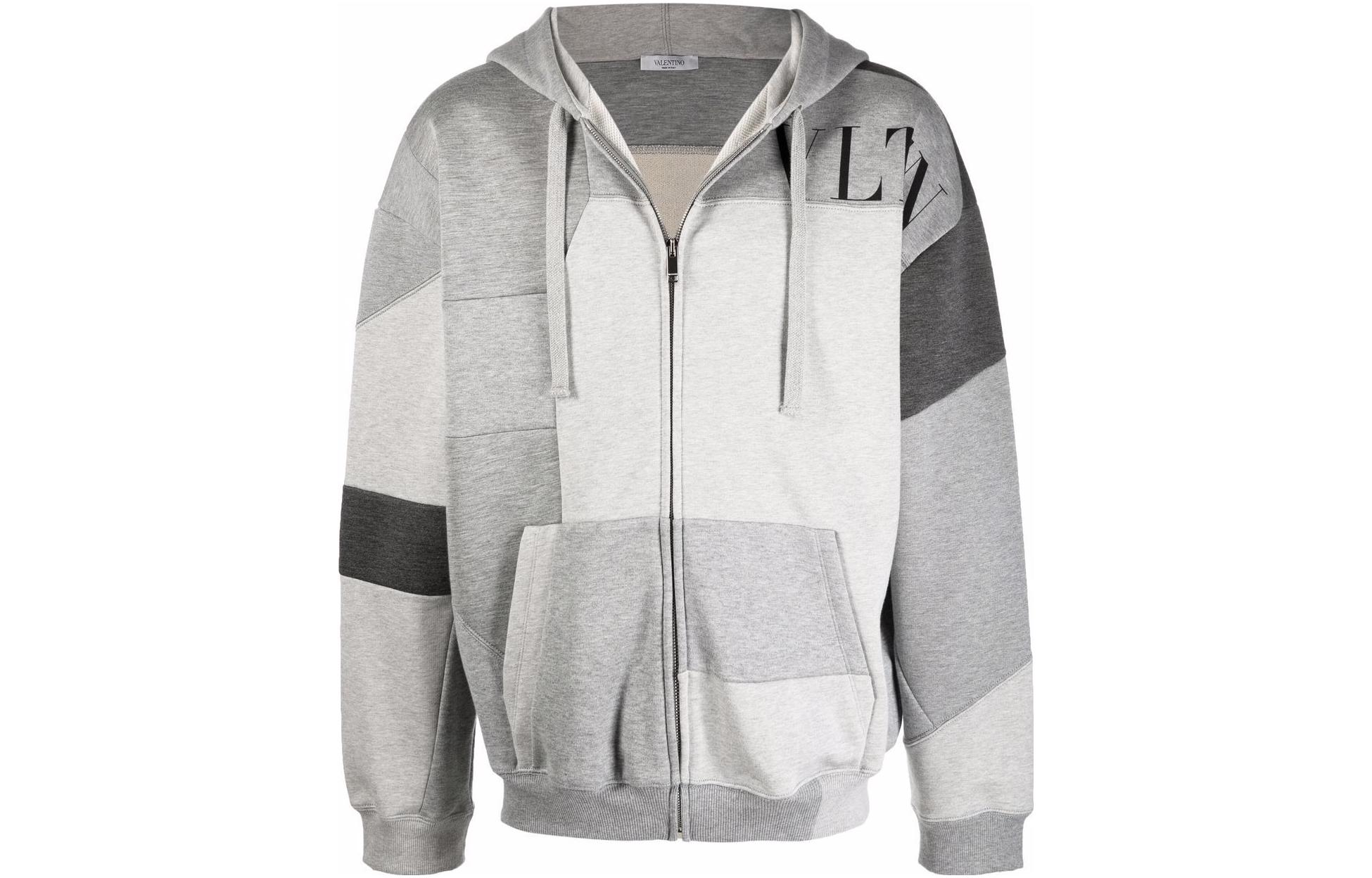 Valentino FW22 Colorblock Zip Hoodie Grey VMF19E7CW