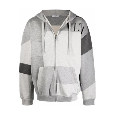Valentino FW22 Colorblock Zip Hoodie Grey VMF19E7CW