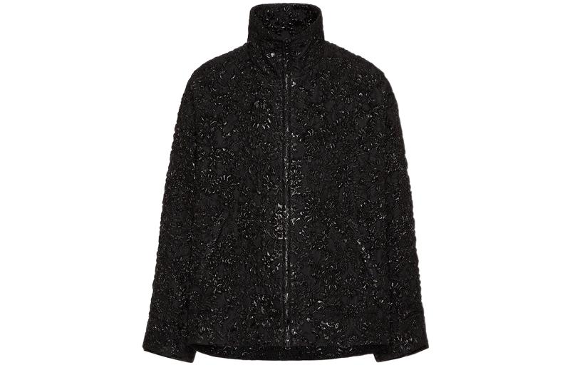 Valentino FW22 Floral Jacquard High-Neck Jacket Black 1V0CIM328U70NO