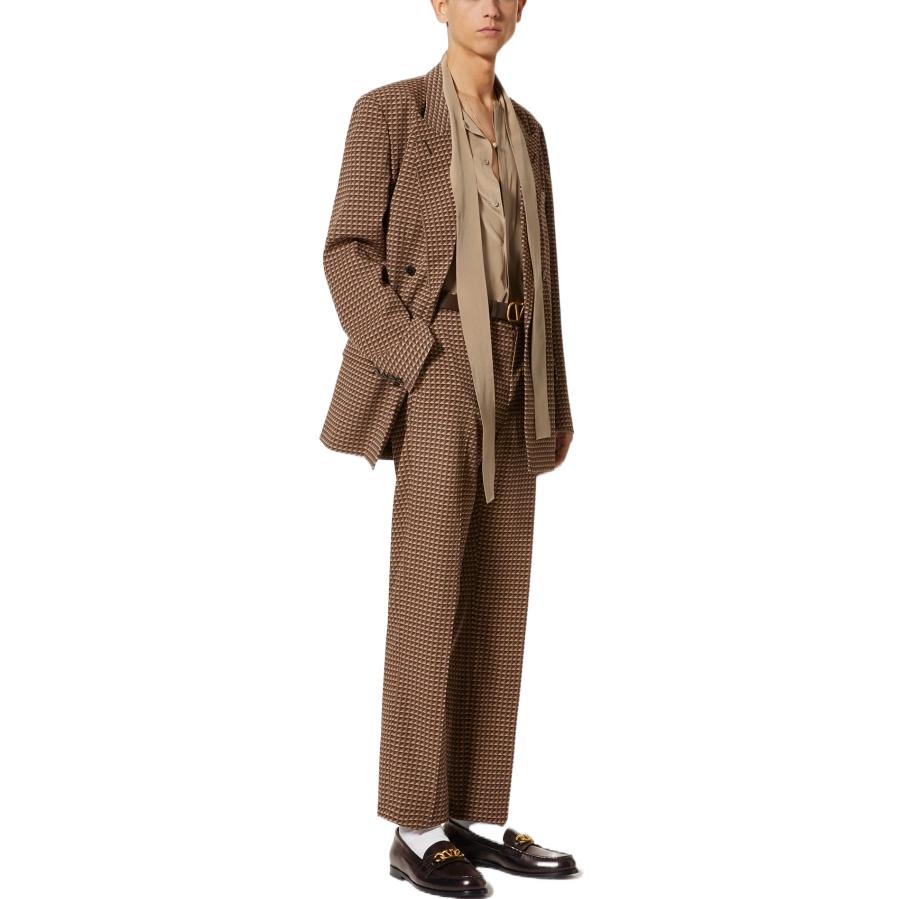 Lookbook Valentino FW22 Seluar Kasual Wool Stud Penuh Coklat 1V3RBI608K87R5