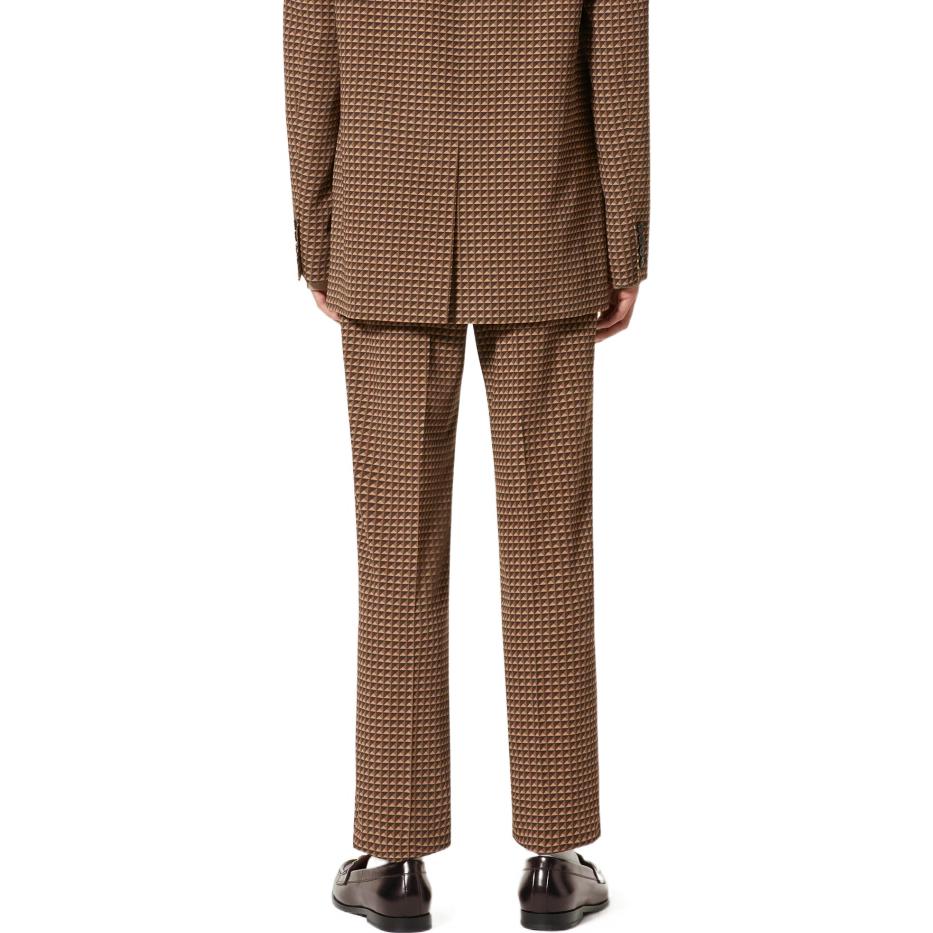 Shop Valentino FW22 Seluar Kasual Wool Stud Penuh Coklat 1V3RBI608K87R5