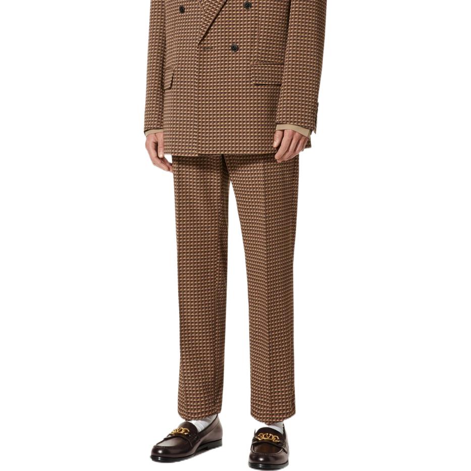 Purchase Valentino FW22 Seluar Kasual Wool Stud Penuh Coklat 1V3RBI608K87R5