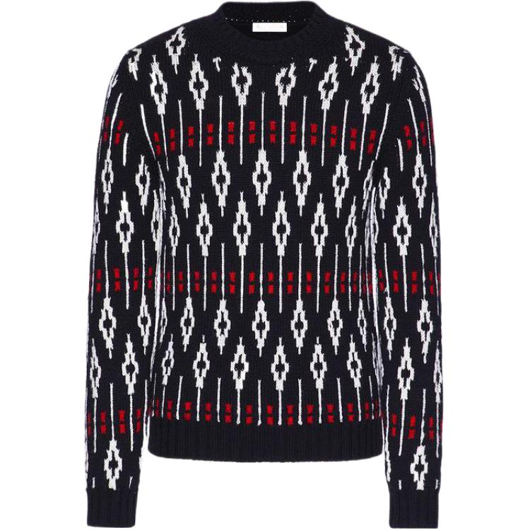Valentino FW22 Geometric Knit Wool Sweater Black  Crewneck Pullover 1V3KC22G8PNI71