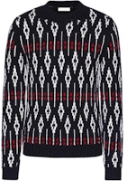 Valentino FW22 Geometric Knit Wool Sweater Black Crewneck Pullover 1V3KC22G8PNI71 Valentino FW22 Geometric Knit Wool Sweater Black Crewneck Pullover 1V3KC22G8PNI71