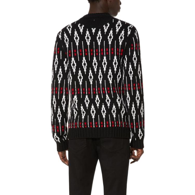 Purchase Valentino FW22 Sweater Rajut Geometris Wol Hitam Crewneck Pullover 1V3KC22G8PNI71