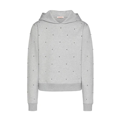 Valentino FW22 Grey Solid Color Studded Sweatshirt 1V3MF22U8PY080
