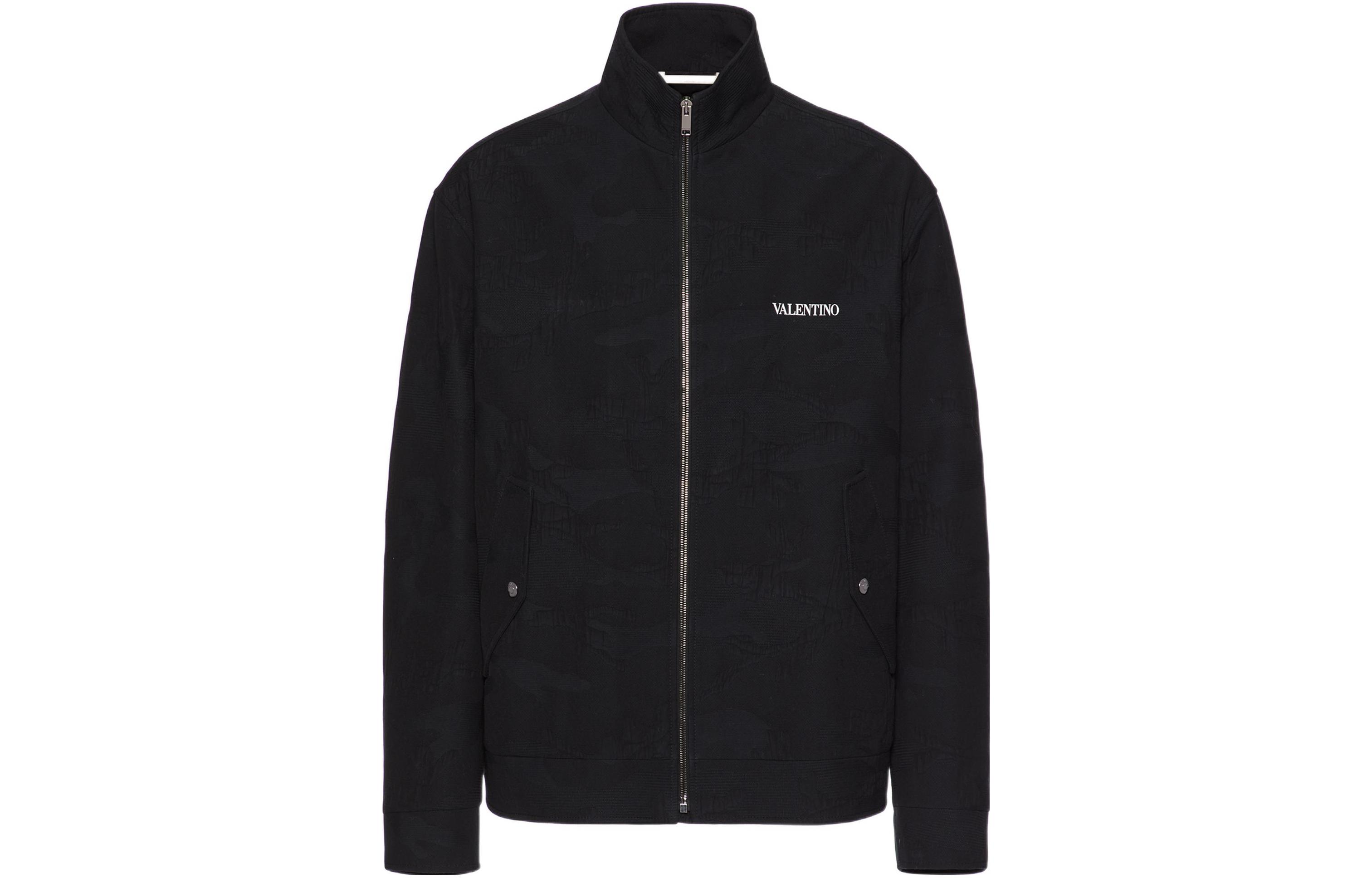 Valentino FW22 Jacquard Stand Collar Jacket Black 1V3CIF358KTF02