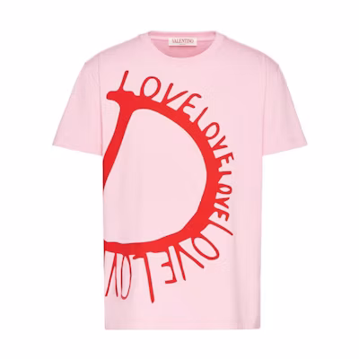 Valentino FW22 Limited Alphabet Print Pink Crewneck T-Shirt Edition. 1V3MG12Q8TYX76