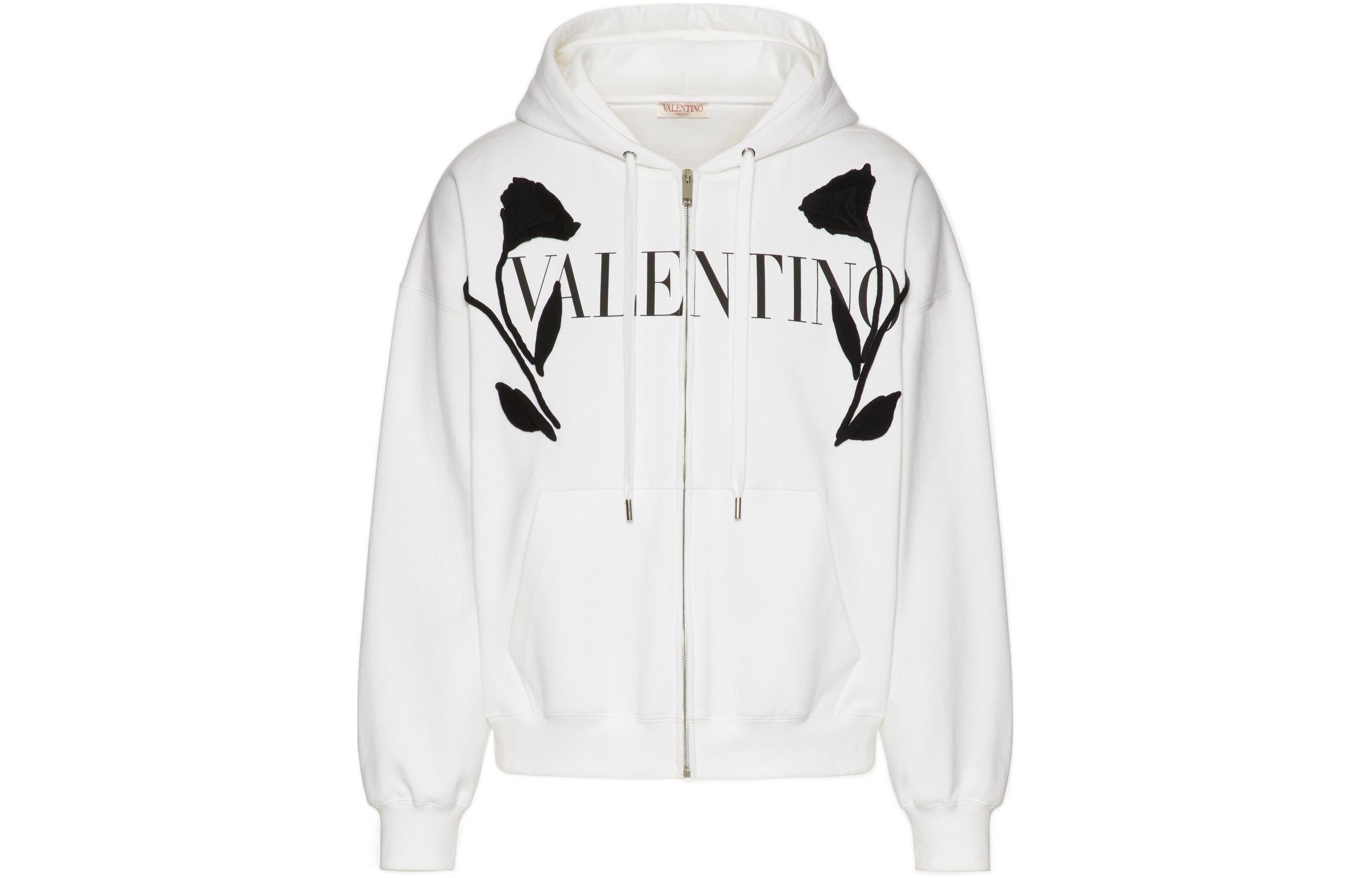 Valentino FW22 Logo Embroidered Zip-Up Sweatshirt White Jacket VMF23M8MN-A01