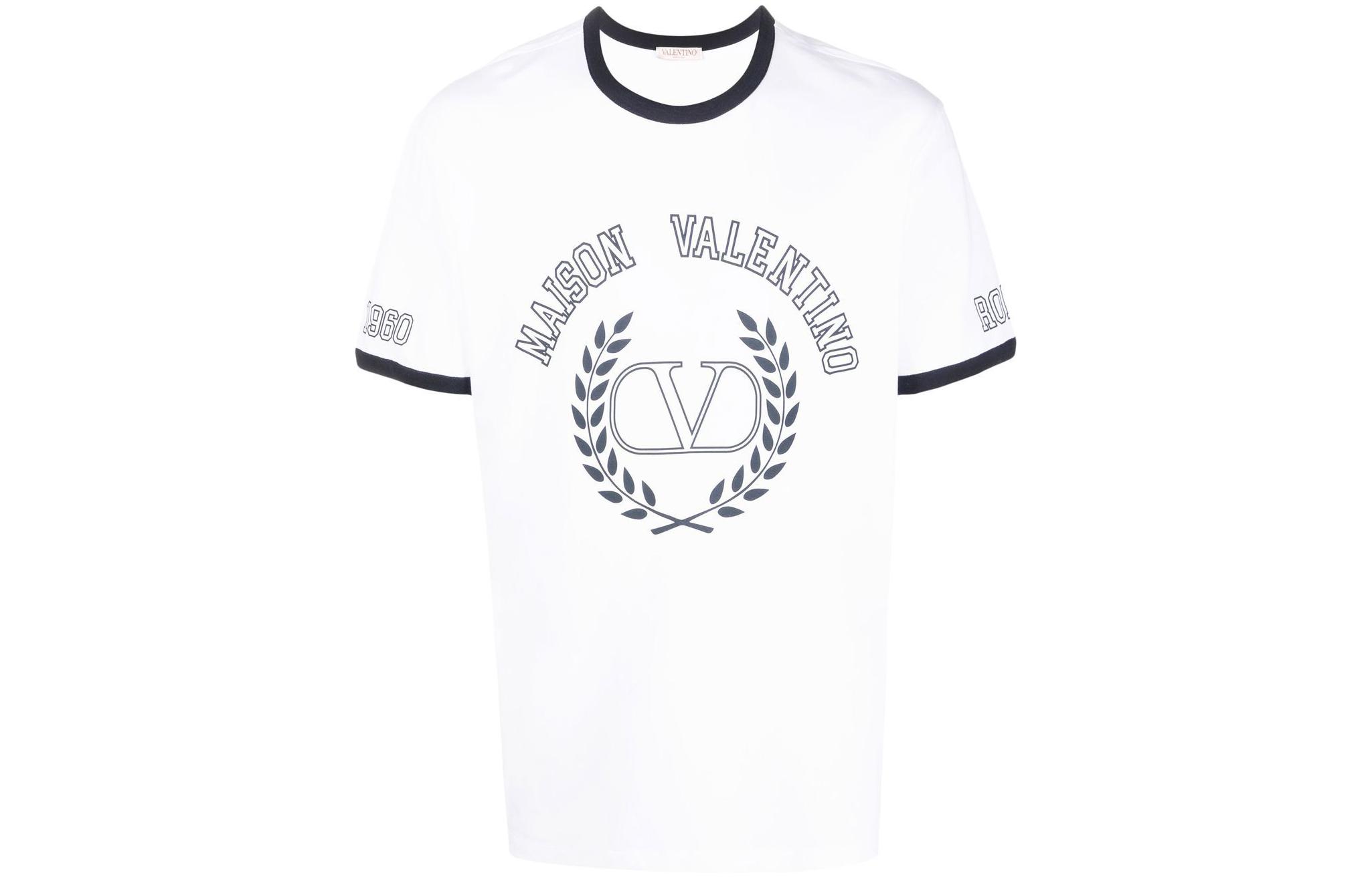 Order 발렌티노 FW22 로고 그래픽 화이트 반팔 티셔츠 남성용. 1V3MG10V8RVQE6