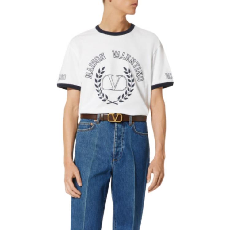 Shop 발렌티노 FW22 로고 그래픽 화이트 반팔 티셔츠 남성용. 1V3MG10V8RVQE6