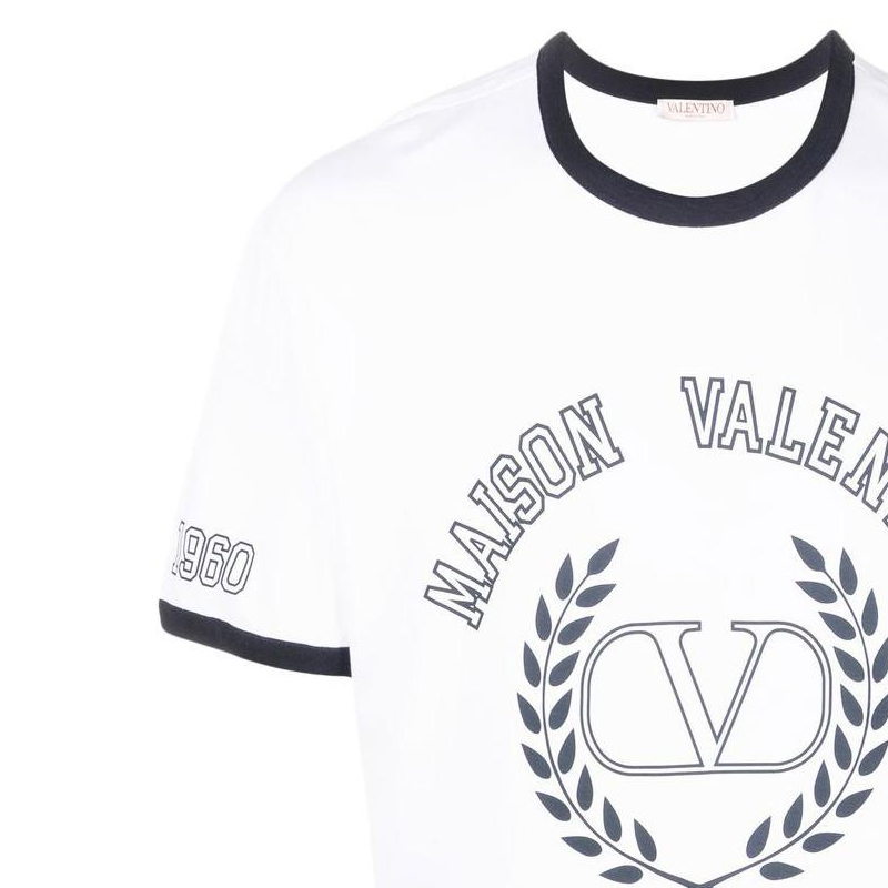 Sizing 발렌티노 FW22 로고 그래픽 화이트 반팔 티셔츠 남성용. 1V3MG10V8RVQE6