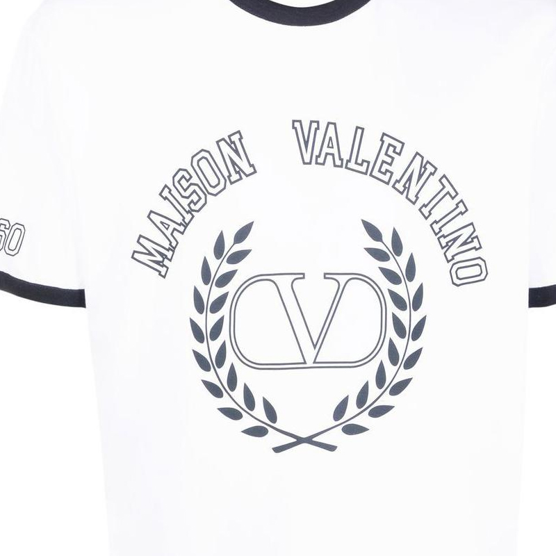 Cheap 발렌티노 FW22 로고 그래픽 화이트 반팔 티셔츠 남성용. 1V3MG10V8RVQE6