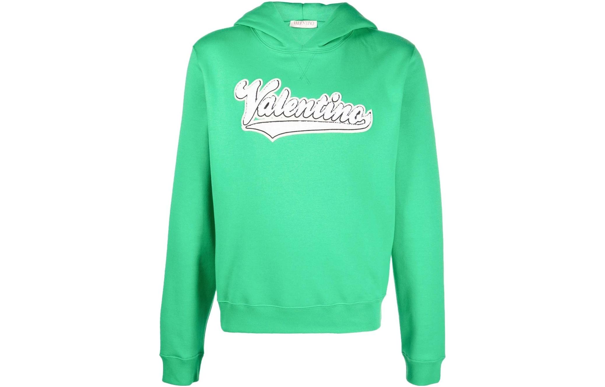 Buy Valentino FW22 Logo Terry Hoodie Green . VMF22U8RM510