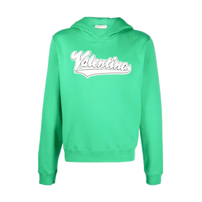 Valentino FW22 Logo Terry Hoodie Green . VMF22U8RM510