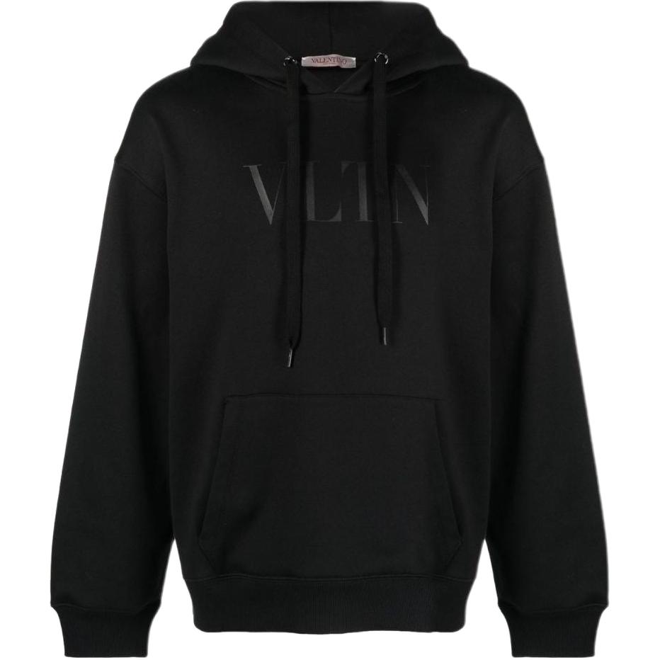 Valentino FW22 Printed Logo Hoodie Black Long Sleeve Pullover VMF15P96Q-0NO